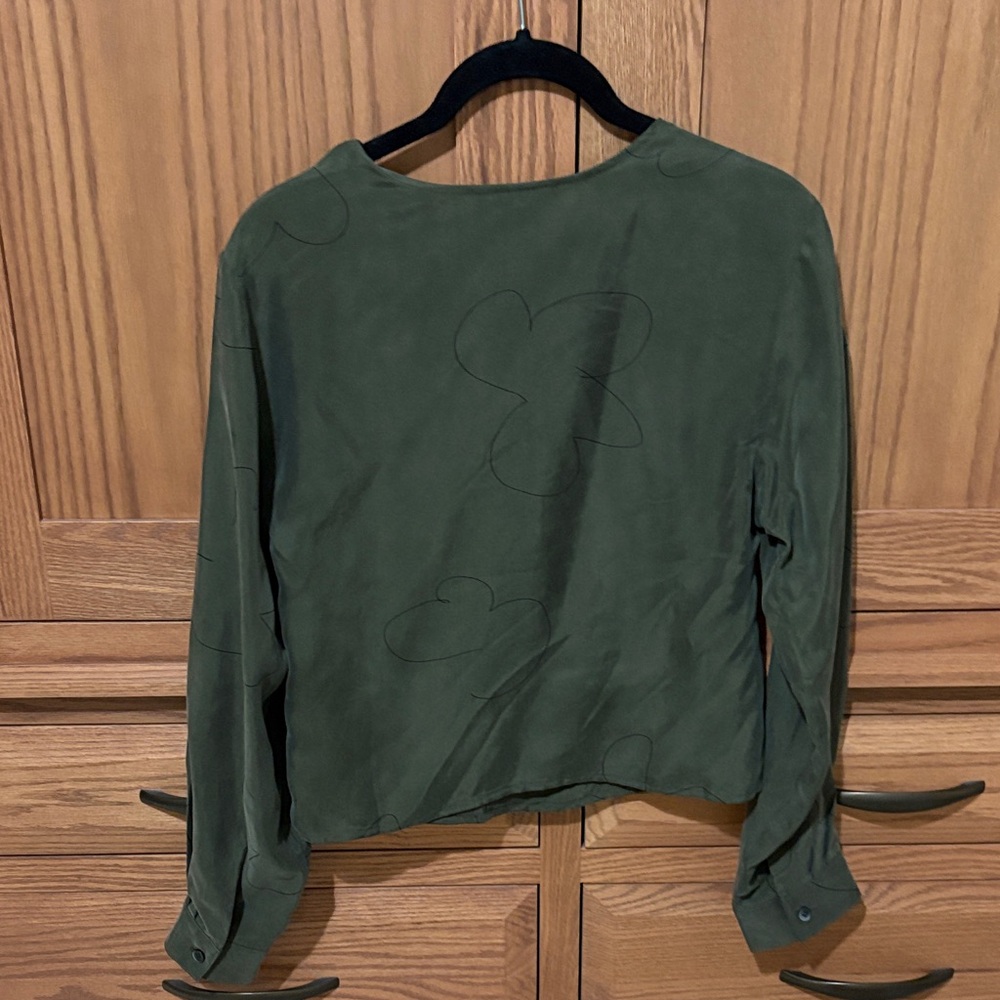 Madewell Dark Green Ruched Blouse - Picture 4 of 9
